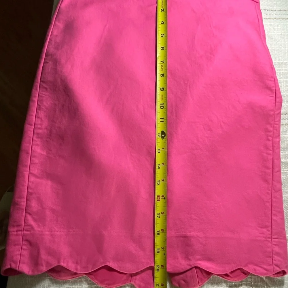 J. Crew Pink Scallop-Hem Pencil Skirt 100% Cotton Size 00